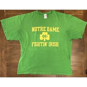 Vintage Notre Dame Men’s Size XL Green Short Sleeve Shirt Soffe Shirts USA MADE